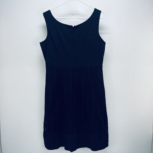 Oscar By Oscar De La Renta Dress Size 10 Women’s Black Eyelet Floral - Picture 9 of 9